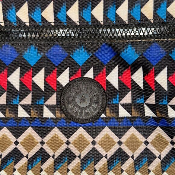 Kipling Jeremiah Tote Shoulder Bag Multicolor Aztec Geometric Print Zip Closure - Picture 2 of 10